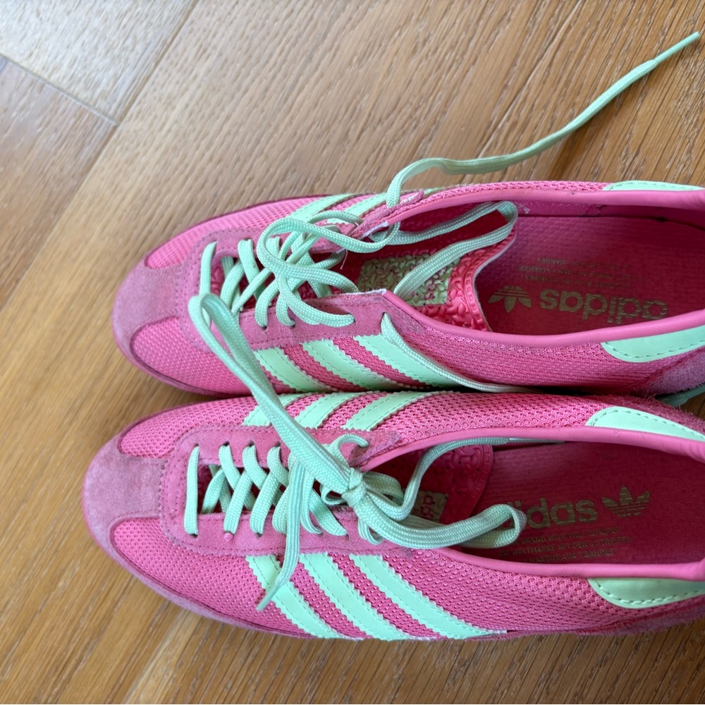 Adidas Women's Pink and Green Sambas